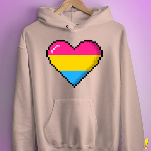 Pansexual Pride 8-Bit Pixel Heart Hoodie - Light Pink